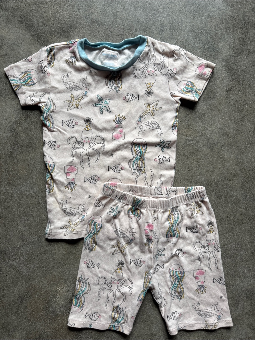 Burt’s Bees 100% Cotton Kids' Ocean Creatures Short Pajama Set - Light Pink